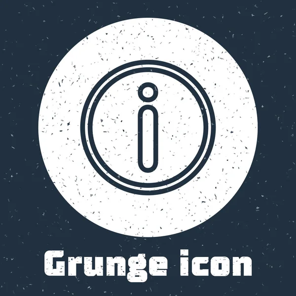 Grunge Line Icono Información Aislado Sobre Fondo Gris Dibujo Vintage — Vector de stock