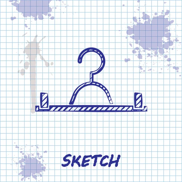 Sketch Line Hanger Wardrobe Icon Isolated White Background Cloakroom Icon — 스톡 벡터