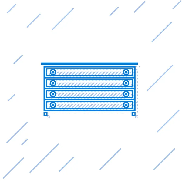 Синяя Линия Сундук Ящика Значок Изолирован Белом Фоне Векторная Миграция — стоковый вектор