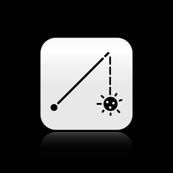 Zwarte Middeleeuwse Geketende Foelie Bal Pictogram Geïsoleerd Zwarte Achtergrond Middeleeuws — Stockvector