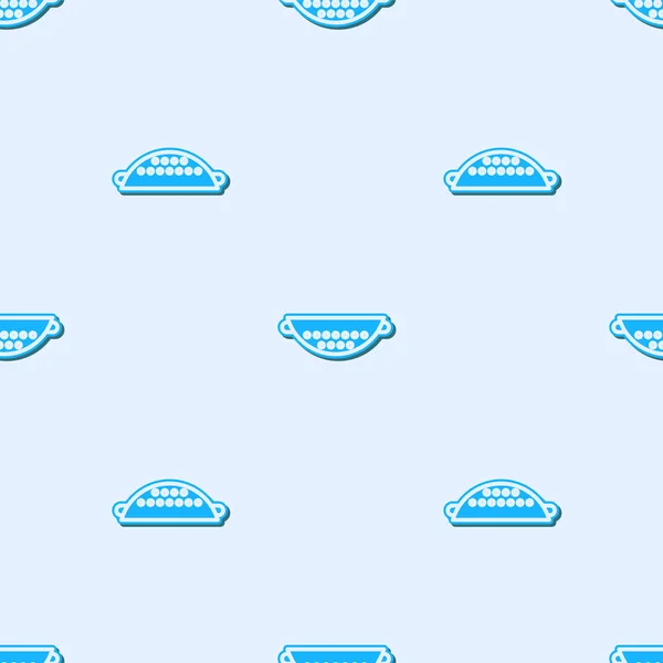 Blaue Linie Küchensieb Symbol Isoliert Nahtlose Muster Auf Grauem Hintergrund — Stockvektor