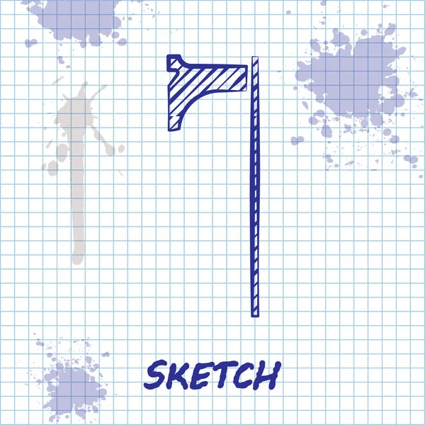 Ligne Croquis Icône Médiévale Isolée Sur Fond Blanc Hache Combat — Image vectorielle