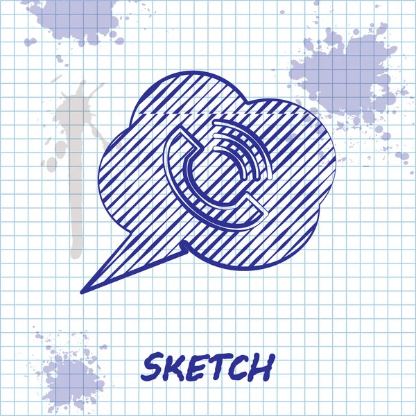 Sketch Line Speech Bubble Phone Call Icon Isolated White Background — 스톡 벡터