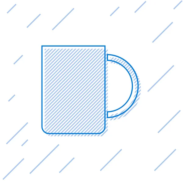 Blaue Linie Kaffeetasse Symbol Isoliert Auf Weißem Hintergrund Teetasse Vorhanden — Stockvektor