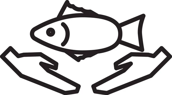 Černá Čára Ikona Péče Ryby Izolované Bílém Pozadí Vektorová Ilustrace — Stockový vektor