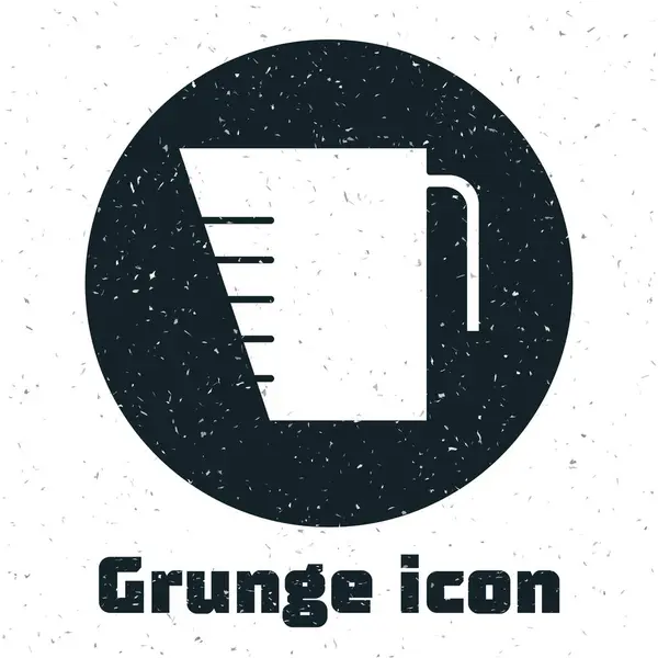 Grunge Taza Medición Para Medir Icono Comida Seca Líquida Aislada — Vector de stock