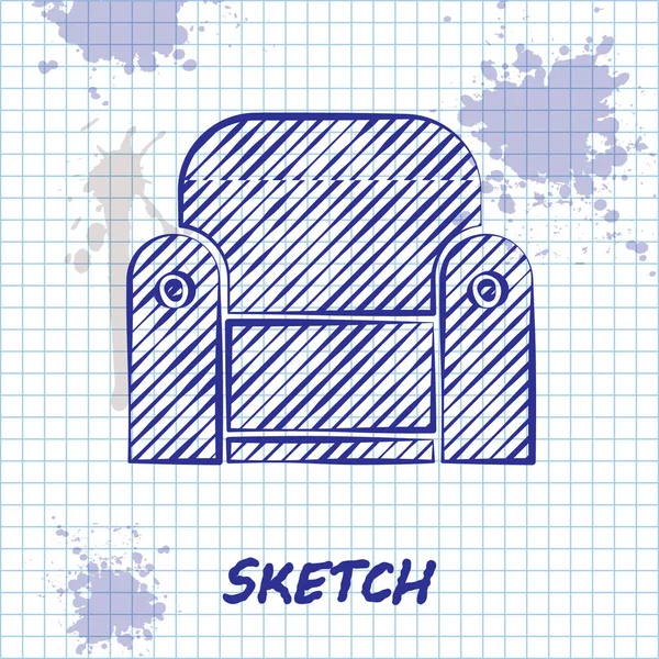 Sketch Line Armchair Icon Isolated White Background Vector Illustration — 스톡 벡터