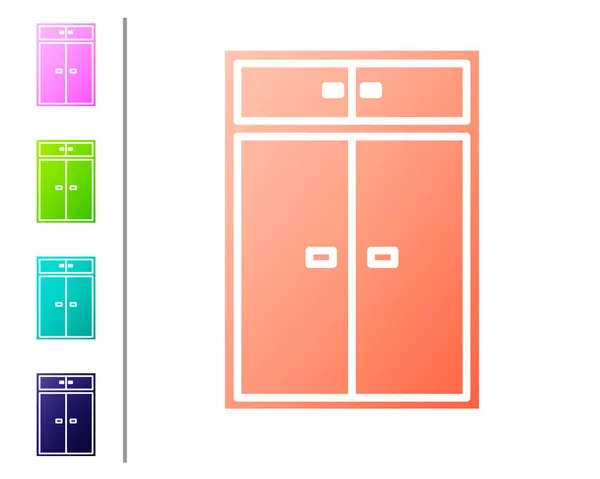 Coral Wardrobe Ikon Elszigetelt Fehér Háttérrel Színes Ikonok Beállítása Vektorillusztráció — Stock Vector