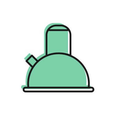 Siyah çizgi Kettle beyaz arkaplanda ikon olarak izole edilmiş. Çaydanlık ikonu. Vektör İllüstrasyonu