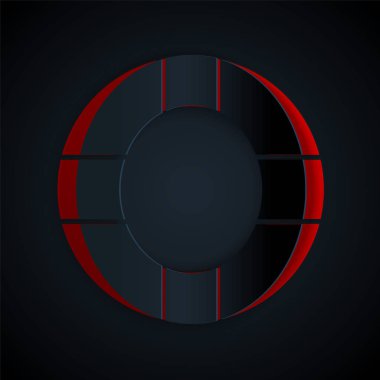 Kağıt kesiği Lifebuoy simgesi siyah arka planda izole edildi. Can simidi sembolü. Kağıt sanatı tarzı. Vektör İllüstrasyonu