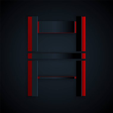 Kağıt kesiği sandalye simgesi siyah arkaplanda izole edilmiş. Kağıt sanatı tarzı. Vektör İllüstrasyonu