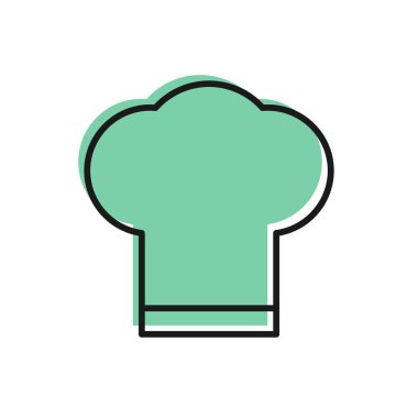 Siyah çizgi Şefi şapkası simgesi beyaz arkaplanda izole edildi. Aşçılık sembolü. Aşçı şapkası. Vektör İllüstrasyonu