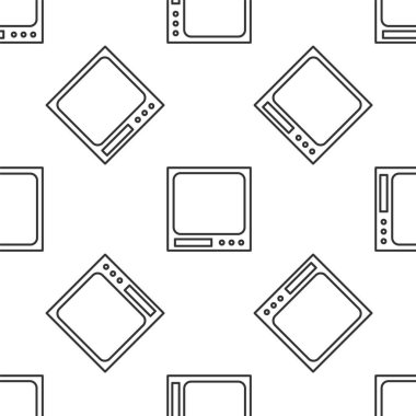 Gri çizgi Elektronik ölçekli ikon beyaz arka planda izole edilmiş kusursuz desen. Ağırlık ölçüm aletleri. Vektör İllüstrasyonu