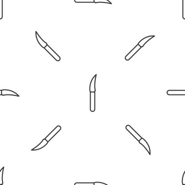 Gri çizgi bıçak ikonu beyaz arka planda kusursuz deseni izole etti. Çatal bıçak sembolü. Vektör İllüstrasyonu