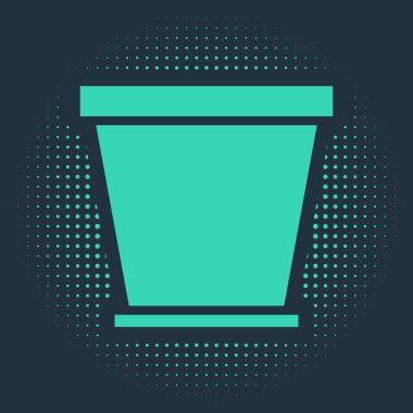 Yeşil saksı simgesi mavi arkaplanda izole edildi. Soyut çember rastgele noktalar. Vektör İllüstrasyonu