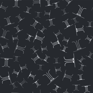 Gri yuvarlak masa simgesi, siyah arkaplanda izole edilmiş kusursuz desen. Vektör İllüstrasyonu