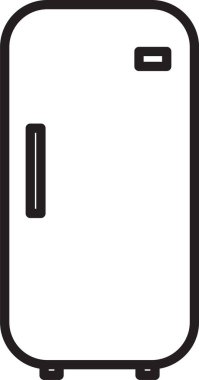 Siyah çizgi buzdolabı simgesi beyaz arkaplanda izole edildi. Buzdolabı buzdolabı. Ev aletleri ve aletler. Vektör İllüstrasyonu