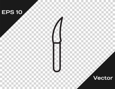 Saydam arka planda yalıtılmış siyah çizgi Bıçak simgesi. Çatal bıçak takımı sembolü. Vektör İllüstrasyonu