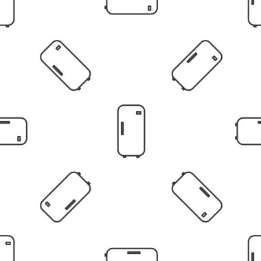 Gri çizgi buzdolabı ikonu beyaz arka planda izole edilmiş kusursuz desen. Buzdolabı buzdolabı. Ev aletleri ve aletler. Vektör İllüstrasyonu