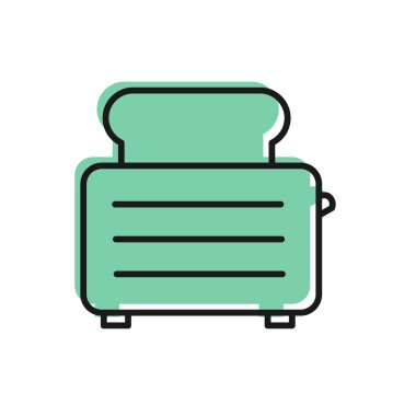 Siyah çizgili tost makinesi beyaz arkaplanda izole edilmiş tost simgesi. Vektör İllüstrasyonu