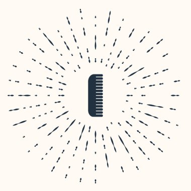 Bej arka planda gri saç fırçası simgesi izole edildi. Taraklı saç işareti. Berber sembolü. Soyut çember rastgele noktalar. Vektör İllüstrasyonu