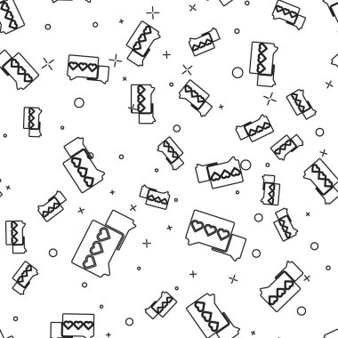 Siyah çizgi Benzerliği ve kalp ikonu beyaz arka planda izole edilmiş kusursuz desen. Karşıt Bildirim Simgesi. Insta 'yı takip et. Vektör İllüstrasyonu