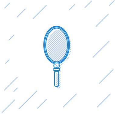 Mavi çizgi El ayna simgesi beyaz arkaplanda izole edildi. Vektör İllüstrasyonu