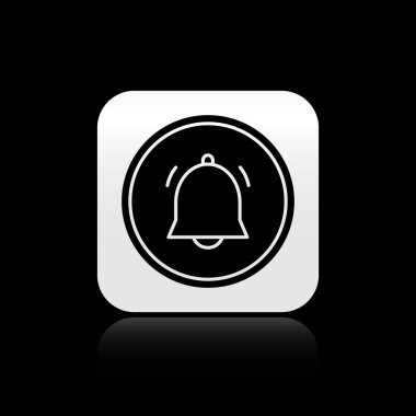 Black Circle button and chat notification icon isolated on black background. New message, dialog, chat, social network notification. Silver square button. Vector Illustration