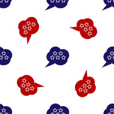 Blue and red Five stars customer product rating review icon isolated seamless pattern on white background. Favorite, best rating, award symbol.  Vector Illustration