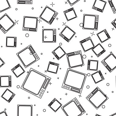 Siyah çizgi Elektronik ölçek simgesi beyaz arkaplanda izole edilmiş kusursuz desen. Ağırlık ölçüm aletleri. Vektör İllüstrasyonu