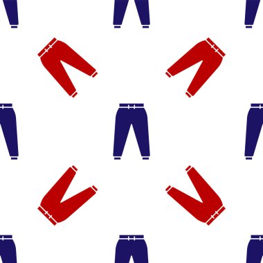 Blue and red Sport pants icon isolated seamless pattern on white background.  Vector Illustration