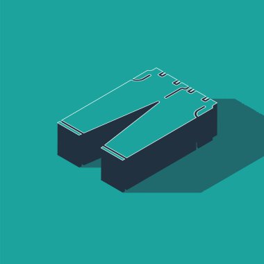 Isometric Pants simgesi yeşil arkaplanda izole edildi. Vektör İllüstrasyonu