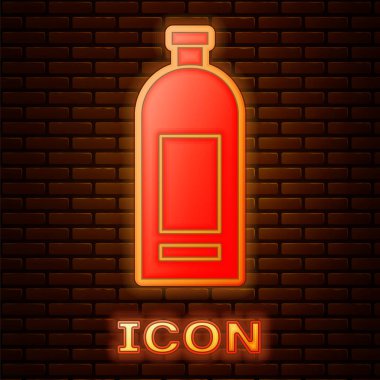Duvarda izole edilmiş parlak neon şampuan ikonu. Vektör İllüstrasyonu