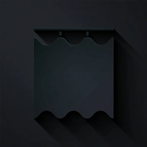 Papier Coupé Rideaux Icône Isolée Sur Fond Noir Style Art — Image vectorielle