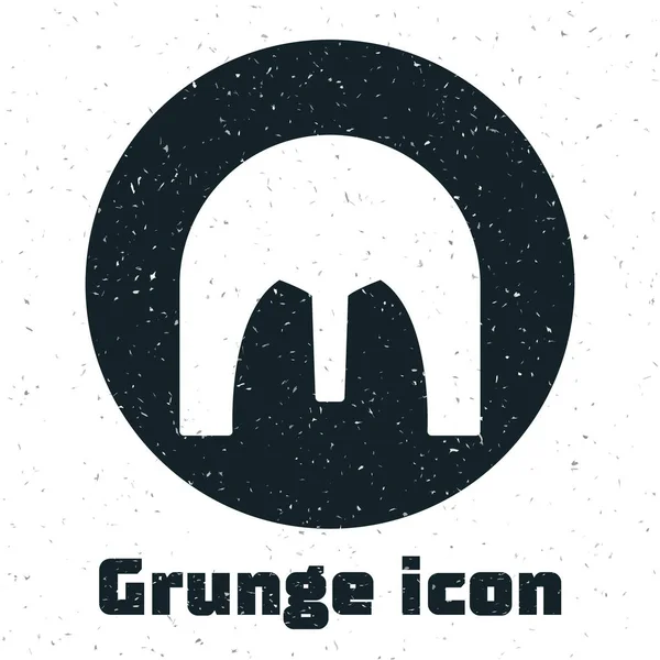 Grunge Medieval Iron Helmet Head Protection Icon Isolated White Background — 스톡 벡터