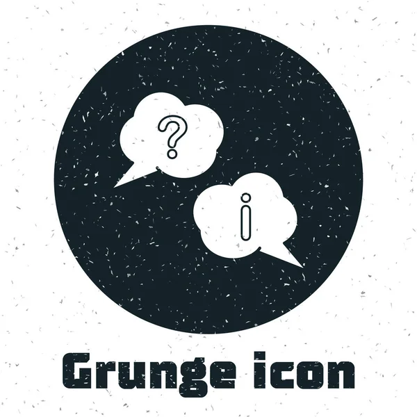 Grunge Bulles Vocales Avec Icône Question Exclamation Isolée Sur Fond — Image vectorielle
