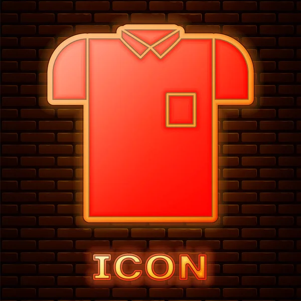 Leuchtende Neon Polo Shirt Symbol Isoliert Auf Backsteinwand Hintergrund Vektorillustration — Stockvektor