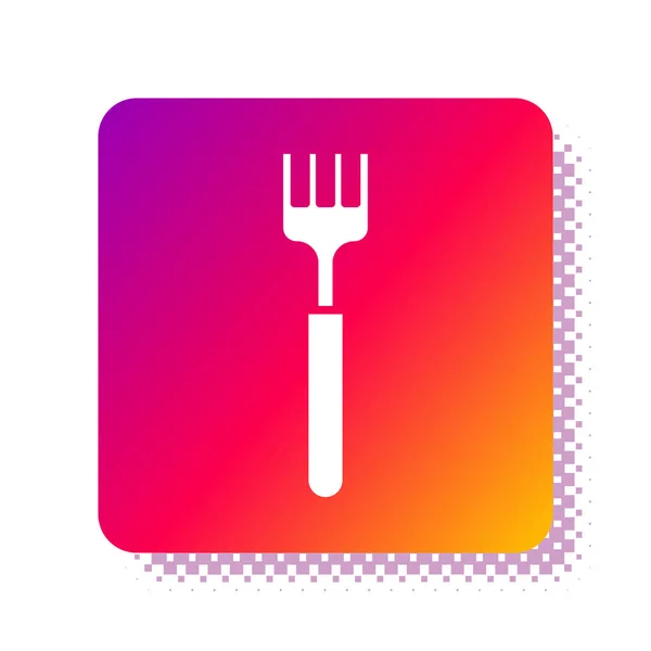 White Fork Icon Isolated White Background Cutlery Symbol Square Color — Stock Vector