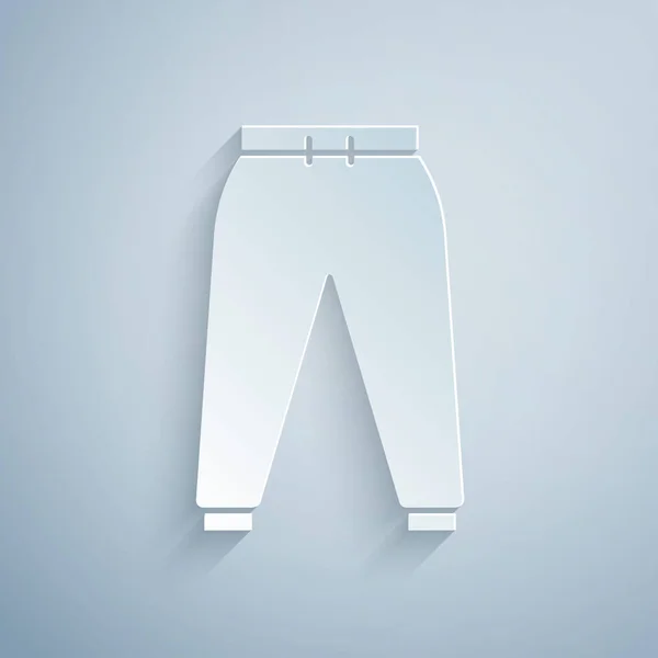 Papier Découpé Pantalon Sport Icône Isolé Sur Fond Gris Style — Image vectorielle