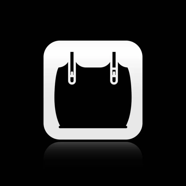 Icona Corazza Nera Isolata Sfondo Nero Pulsante Quadrato Argento Illustrazione — Vettoriale Stock