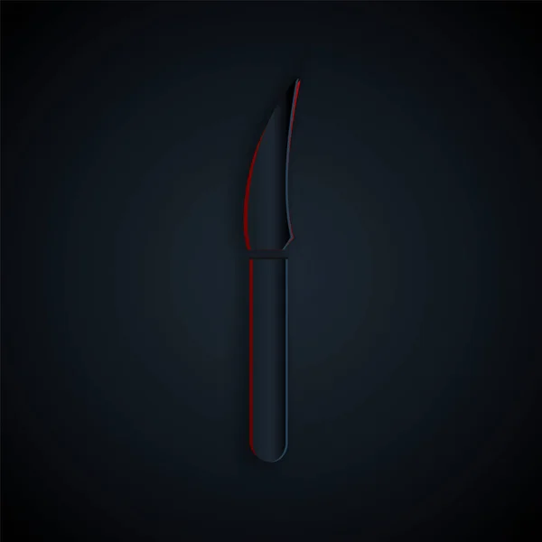 Паперовий Виріз Значок Ножа Ізольовано Чорному Тлі Символ Столові Прибори — стоковий вектор