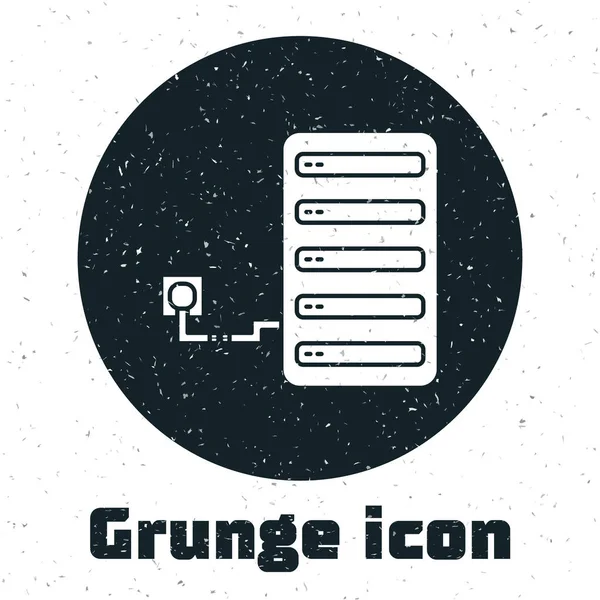 Icône Grunge Server Isolée Sur Fond Blanc Réglage App Concept — Image vectorielle