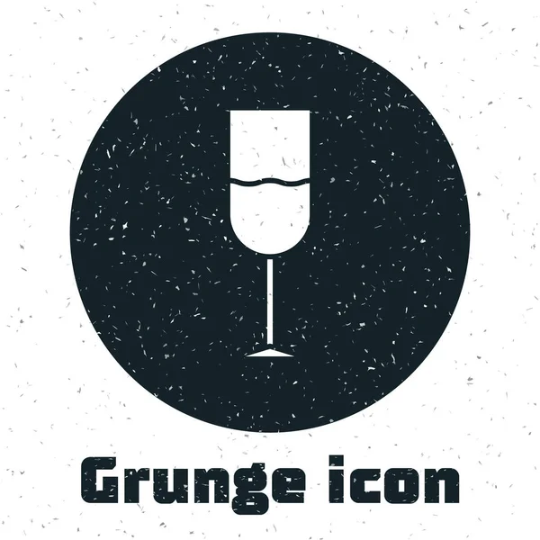 Grunge Ícone Vidro Vinho Isolado Fundo Branco Ícone Vinho Símbolo —  Vetores de Stock