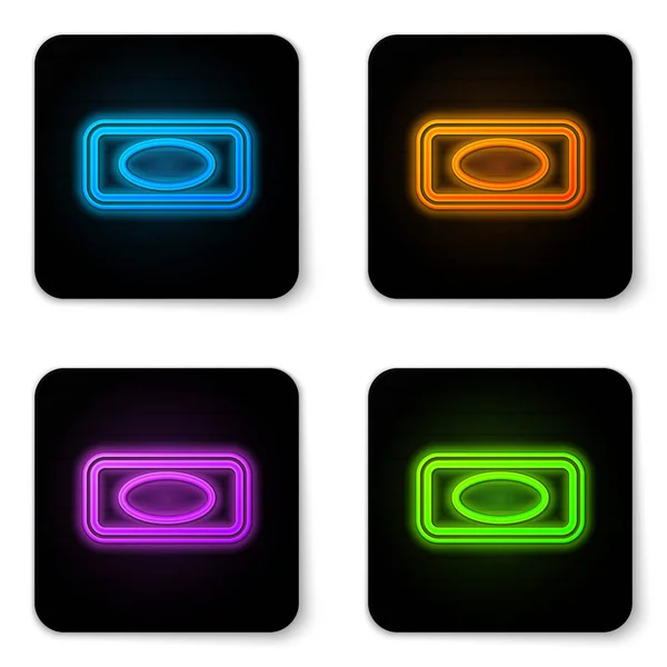 Glowing Neon Bar Soap Foam Icon Isolated White Background Soap — Stock Vector