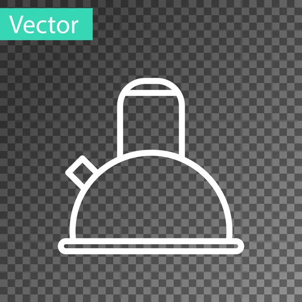 Bouilloire Ligne Blanche Avec Icône Poignée Isolée Sur Fond Transparent — Image vectorielle