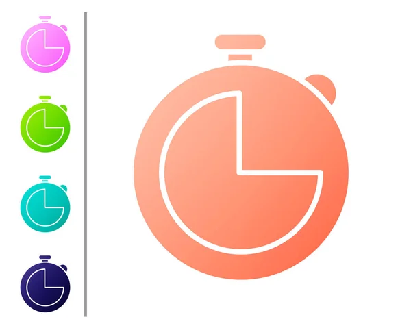 Koraal Keuken Timer Pictogram Geïsoleerd Witte Achtergrond Kookgerei Stel Kleurpictogrammen — Stockvector