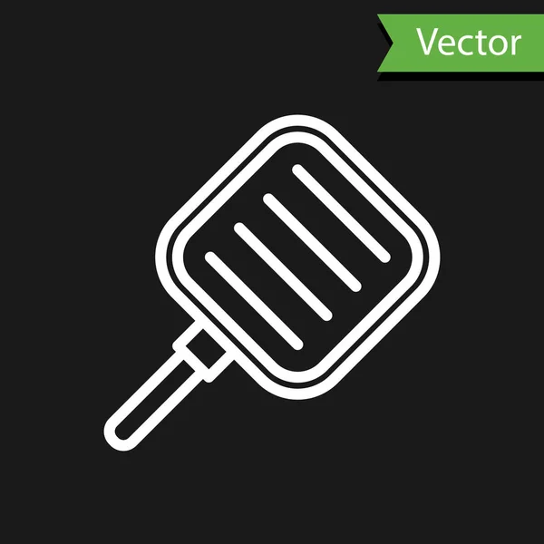 Bílá Čára Smažené Pan Ikona Izolované Černém Pozadí Smažené Nebo — Stockový vektor