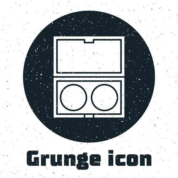 Grunge Make Puder Mit Spiegelsymbol Auf Weißem Hintergrund Vektorillustration — Stockvektor