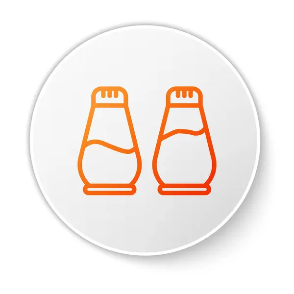 橙色线条的盐和胡椒图标孤立在白色背景上 烹调调味品 白色圆环按钮 病媒图解 — 图库矢量图片
