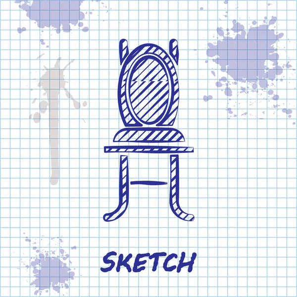 Sketch Line Chair Icon Isolated White Background Vector Illustration — Stock Vector